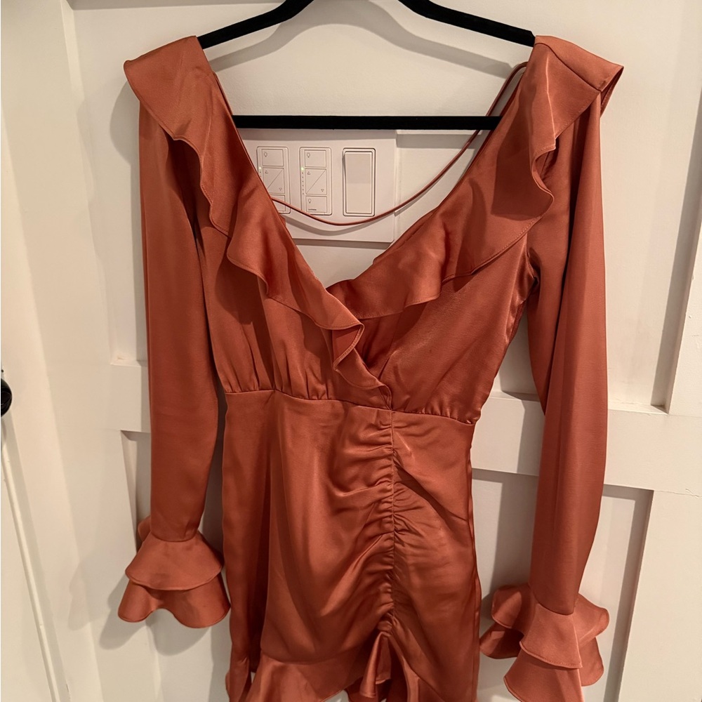 MAJORELLE Terracotta Long Sleeve Dress